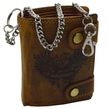 Wild Leder Portemonnaie mit Totenkopf und Hosenkette mit RFID Schutz